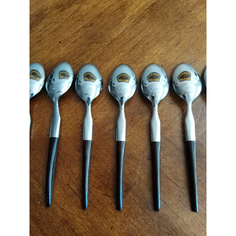 Lot 15x Teaspoons Ekco Eterna La Joya Stainless Faux Wood Flatwar MCM EKS14 6.4